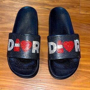 🆕🌿VERA: BLACK D💄❤️R  Bling Slides SIZE 10